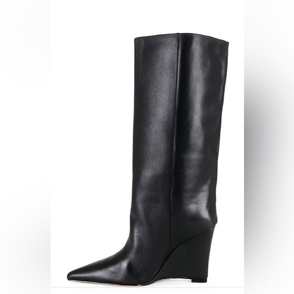 New Raye Revolve Denisse Boots Black leather knee high wedges shoes box 9.5 - Picture 8 of 13